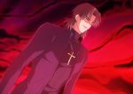  1boy brown_eyes brown_hair cross cross_necklace fate/stay_night fate_(series) jewelry kotomine_kirei necklace solo ty_1865 