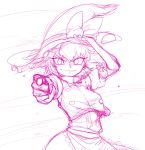  1girl hat kirisame_marisa monochrome pointing pointing_at_viewer sketch smile solo space_jin touhou witch_hat 