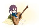  1girl black_hair child guitar instrument k-on! long_hair nakano_azusa pillow solo tagme turtle turtle_shell twintails younger 