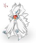  apple blue_eyes blush dragon eating food fruit holding koyashaka pokemon pokemon_(creature) reshiram simple_background sitting star tagme white_background white_hair 