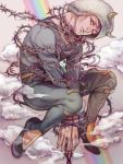  1boy barbed_wire fur_hat hat horns jojo_no_kimyou_na_bouken rainbow solo tegaki uko_(moi08) weather_report 