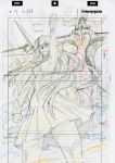  arm_up color_trace commentary highres impaled junketsu key_frame kill_la_kill kiryuuin_ragyou kiryuuin_satsuki long_hair official_art production_art sketch spoilers trigger_(company) 