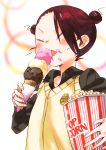  1girl black_hair eating food hyakko ice_cream ice_cream_cone katou_haruaki popcorn saotome_suzume school_uniform 