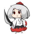  &gt;:&lt; 1girl blush_stickers inubashiri_momiji inunoko. red_eyes shield short_hair silver_hair skirt sword weapon 