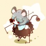  1girl animal_ears basket deformed dowsing_rod grey_hair mouse mouse_ears mouse_tail nazrin red_eyes ria solo tail touhou 