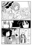  1boy 6+girls comic futa4192 highres maribel_hearn morichika_rinnosuke multiple_girls tatara_kogasa touhou translation_request usami_renko 