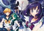  4girls bishoujo_senshi_sailor_moon black_hair blonde_hair blue_eyes boots bow brooch choker crying crying_with_eyes_open elbow_gloves full_moon gloves green_eyes green_hair hair_bun half_updo jewelry kaiou_michiru knee_boots long_hair magical_girl meiou_setsuna moon multiple_girls outer_senshi petals polearm purple_hair ribbon sailor_collar sailor_neptune sailor_pluto sailor_saturn sailor_senshi sailor_uranus shimjy short_hair silence_glaive skirt space_sword spear staff star star-shaped_pupils sword symbol-shaped_pupils tears ten&#039;ou_haruka tiara time_staff tomoe_hotaru violet_eyes weapon white_gloves 