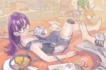  2girls android antennae baby bottle cable dr._slump drinking glasses hat long_hair multiple_girls norimaki_arale norimaki_gajira pomodorosa purple_hair straw violet_eyes wings 