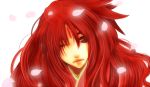  1boy face kurikara_(yami_no_matsuei) long_hair male nemu_(petitdays) petals red_eyes redhead slit_pupils solo wink yami_no_matsuei 