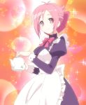  1girl amatsuka_megumi_(gj-bu) apron gj-bu highres maid maid_headdress pink_eyes pink_hair screencap short_hair solo sparkle teapot 