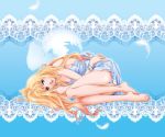  blonde_hair blue_eyes bracelet feet fetal_position hands hiiragi_yuki_(escape_club) jewelry long_hair macross macross_frontier sheryl_nome wings 