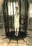  albino barefoot cage fcp ico ico_(game) short_hair solo yorda 