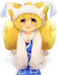  blonde_hair fox_tail hat highres multiple_tails sccm short_hair tail touhou ueno_makoto yakumo_ran yellow_eyes 