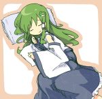  closed_eyes green_hair kochiya_sanae lying on_side pillow sleeping touhou 