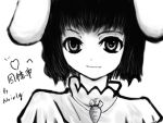  bunny_ears faux_traditional_media inaba_tewi monochrome noirly rabbit_ears short_hair solo touhou 