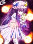  book cain.ou crescent hat highres long_hair patchouli_knowledge purple_eyes purple_hair ribbon solo touhou violet_eyes 