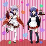  chibi furude_rika hanyuu hearts higurashi_no_naku_koro_ni maebara_keiichi maid ribbons 