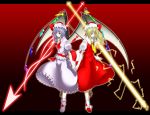  bad_id bat_wings blonde_hair flandre_scarlet hat lavender_hair multiple_girls niwatazumi ponytail red_eyes remilia_scarlet short_hair siblings side_ponytail sisters touhou wings 