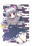  basket grey_hair i-nanatuki jewelry mouse mouse_ears mouse_tail nazrin pendant red_eyes short_hair solo tail touhou 