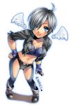  :d :p angel angel_(kof) angel_wings bad_id breasts jacket king_of_fighters riko_(pixiv415667) silver_hair tongue wings 