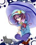  eyes hat heart highres komeiji_satori natsume_tsuki purple_eyes purple_hair short_hair touhou umbrella violet_eyes 