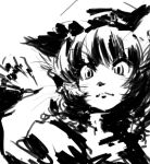  bow cat_ears chen claws fingernails from_below hair_bow hat long_fingernails long_nails looking_down mitsumoto monochrome nails short_hair sketch solo touhou whiskers 