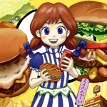  blue_eyes bow food hair_bow hair_ribbon hamburger maku_(artist) oota_jun&#039;ya_(style) parody red_hair redhead ribbon style_parody touhou twintails wendy&#039;s wendy_(wendy&#039;s) wriggle_nightbug 