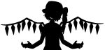 bad_apple!! cap evil_grin flandre_scarlet grin monochrome side_ponytail silhouette solo touhou wings 