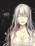  1girl closed_eyes long_hair open_mouth original rakugakiii silver_hair smile solo 