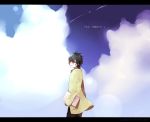  1boy black_hair clouds highres kagerou_project kokonose_haruka short_hair sketchbook sky smile solo summertime_record_(vocaloid) tsuki_miyabi 