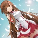  1girl asuna_(sao) breastplate brown_eyes brown_hair detached_sleeves long_hair solo sword_art_online thighhighs xayux yuuki_asuna 