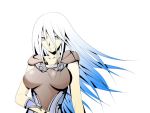  1girl blue_eyes breasts dress duel_monster large_breasts long_hair looking_at_viewer maiden_with_eyes_of_blue silver_hair smile solo very_long_hair yuu-gi-ou 