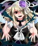  1girl ascot blonde_hair bust hair_ornament hair_over_one_eye kuroame looking_at_viewer open_mouth pandora_(p&amp;d) puzzle_&amp;_dragons reaching_out smile solo 