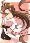  1girl ahoge bare_shoulders brown_hair cherry_blossoms detached_sleeves double_bun hair_ornament hairband highres japanese_clothes kantai_collection kongou_(kantai_collection) long_hair nontraditional_miko personification pink_eyes rin_ateria skirt smile solo 