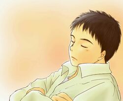  1boy aimigogo black_hair closed_eyes crossed_arms kidou_keisatsu_patlabor profile shinohara_asuma short_hair sleeping 