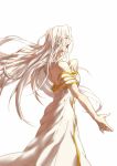  1girl blurry closed_eyes depth_of_field dress fate/zero fate_(series) fukurau highres irisviel_von_einzbern long_hair singing white_hair 