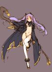  1girl bikini cape dragon_quest long_hair purple_hair sketch solo staff swimsuit tatami_to_hinoki thigh-highs yellow_eyes 