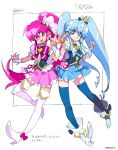  2girls aino_megumi blue_eyes blue_hair blue_legwear boots crown cure_lovely cure_princess dress fujimoto_hideaki hair_ornament happinesscharge_precure! jewelry long_hair magical_girl multiple_girls neck_ribbon necktie pink_eyes pink_hair ponytail precure puffy_short_sleeves puffy_sleeves ribbon shirayuki_hime short_sleeves skirt smile thighhighs twintails vest wrist_cuffs 