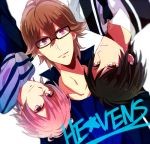  3boys black_hair brown_hair glasses grey_eyes male mikado_nagi multiple_boys nemokiti0 ootori_eiichi pink_hair scarf short_hair smile sumeragi_kira uta_no_prince-sama uta_no_prince-sama_maji_love_2000_percent violet_eyes yellow_eyes 