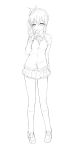  1girl blush boku_wa_tomodachi_ga_sukunai butterfly_hair_ornament cait eating hair_ornament highres kashiwazaki_sena lineart long_hair looking_at_viewer monochrome school_uniform sketch skirt solo sweater 