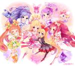  6+girls ai-chan_(dokidoki!_precure) aida_mana artist_name asymmetrical_clothes bat_print blonde_hair blue_dress blue_eyes blue_hair blush boots choker closed_eyes copyright_name cure_ace cure_diamond cure_heart cure_rosetta cure_sword curly_hair davi_(dokidoki!_precure) dokidoki!_precure double_bun dress earrings english eyelashes hair_flip hair_ornament hair_ribbon hairclip half_updo happy heart high_heels hishikawa_rikka jewelry kenzaki_makoto knee_boots kneehighs looking_at_viewer madoka_aguri magical_girl multiple_girls open_mouth orange_dress orange_hair pantyhose pink_dress pink_eyes ponytail precure purple_dress purple_hair rakeru_(dokidoki!_precure) rance_(dokidoki!_precure) red_dress red_eyes redhead regina_(dokidoki!_precure) ribbon sharuru_(dokidoki!_precure) side_ponytail signature smile tagme thigh_boots thighhighs thighs twintails uzuki_aki violet_eyes yotsuba_alice 