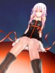 1girl bare_shoulders breasts dress guilty_crown hair_ornament hairclip highres long_hair pink_hair red_eyes smile solo twintails yuzuriha_inori 
