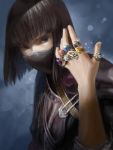  1girl brown_eyes cape dark_souls jewelry mask ring short_hair solo 
