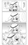  1girl 4koma admiral_(kantai_collection) comic hammer_and_sickle hat hibiki_(kantai_collection) kantai_collection long_hair monochrome personification petting solo_focus star tears translation_request trembling verniy_(kantai_collection) wink 