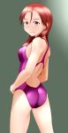  1girl brown_eyes brown_hair competition_swimsuit from_behind long_hair looking minna-dietlinde_wilcke one-piece_swimsuit solo strike_witches swimsuit tanaka_rikimaru 