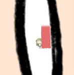  0_0 1girl bow chibi curtains green_hair long_hair lowres mahou_shoujo_madoka_magica o_o recursion school_uniform shizuki_hitomi simple_background skirt solo standing white_background yoshiwo_(kanikama) 