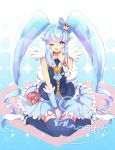  1girl :p blue_eyes blue_hair blue_legwear character_name crown cure_princess happinesscharge_precure! heart heart-shaped_pupils long_hair looking_at_viewer magical_girl precure ritsuko_itaike shirayuki_hime skirt solo symbol-shaped_pupils thighhighs tongue twintails wink 