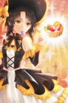  1girl bare_shoulders black_hair bow braid dessert detached_sleeves dress ewan flat_chest food frills fruit lace macaron pastry ribbon short_hair sita_vilosa solo strawberry sword_girls yellow_eyes 