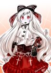  1girl airfield_hime alternate_costume blush bow dress hair_bow kantai_collection long_hair looking_at_viewer open_mouth pale_skin personification red_eyes shinkaisei-kan solo very_long_hair white_hair yuzu_momo 