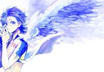  1boy blue_eyes blue_hair hoshiko_(shu-kuri-mu) manami_sangaku solo sportswear wings yowamushi_pedal 
